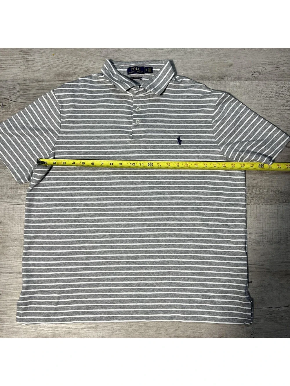 Polo Ralph Lauren Polo Shirt Mens XL Gray White Stripe Pima